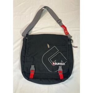 BURTON Logo Messenger Bag Laptop Shoulder Strap Student Courier Black